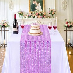 Sequin Table Runner Iridescent Purple Table Runner 25X120 inch Elegant Table
