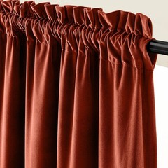 Blackout Rust Red Velvet Curtains Rod Pocket 52×120 Inch 2 Panels | Soft Ve