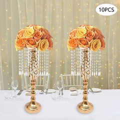10 Pcs 19.3 inches Tall Crystal Flower Stand Wedding Flower Vase for Reception