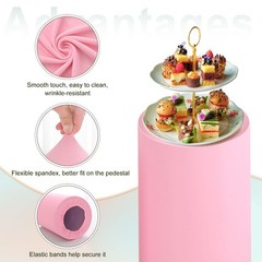 Set of 3 Cylinder Spandex Stand Covers, Light Pink, Elastic Fabric-Large