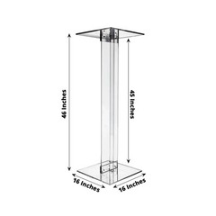 46″ CLEAR Acrylic Flower Display STAND Square Top and Base Party Decorations
