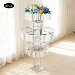Elegant Wedding Crystal Flower/Cake Pedestal Stands, 61″ (2-Pack) – Party Decor