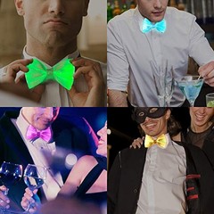 LED Light up Bowtie 7 Colors Luminous Adjustable Bowties for Party White