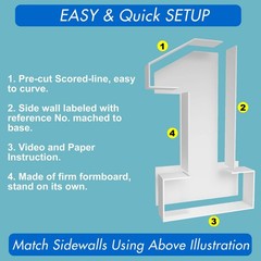3FT Mosaic Balloon Frame Number 1 Light Up Numbers Pre-Cut Kit Thick Foam Boa…