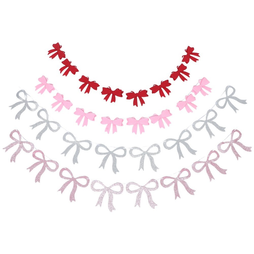 1 Set Elegant Bow Garland Banner for Mothers Day Party Decor Assorted Color Felt