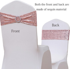 All around Sequin Rose Gold Chair Sashes for Wedding Chair Bands, Chairs Bows fo