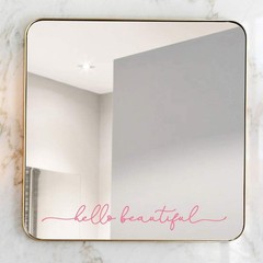 Hello Beautiful Mirror Decal – Elegant Pink Vinyl Sticker for Bathroom Mir