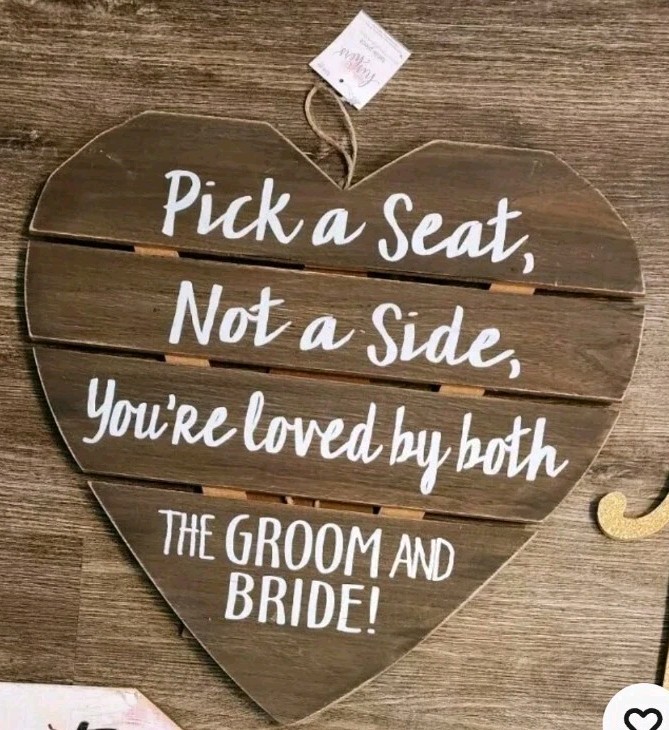 Farmhouse Chic Rustic Wedding Decor Wooden Heart Sign
