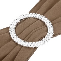 10Pcs 14″x5″ Stretch Chair Sashes Bows Chair Bands Sash with Buckle Light Brown