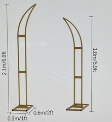 2 PC Lightweight Gold Arch Wedding Celebrations Engagements, Birthdays