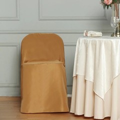 10 Gold Polyester FOLDING CHAIR COVERS Wedding Banquet Reception Decorations