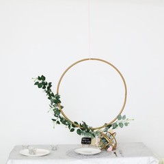 GOLD 24″ wide Round Metal Floral Hoop Wreath Ring Wedding Party Home Decorations