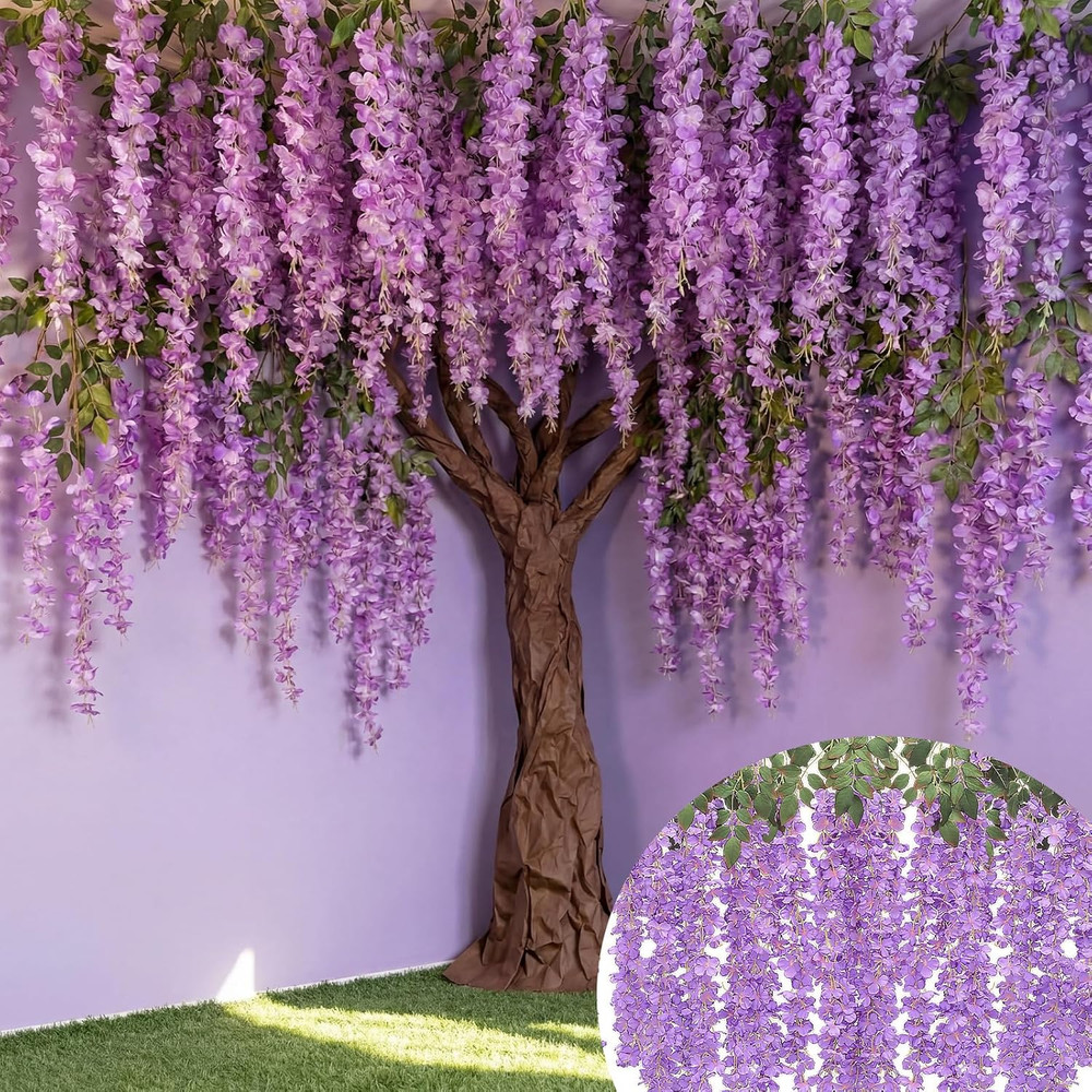 Purple 26 Pcs 3D Wisteria Garland for Classroom & Wedding Decor