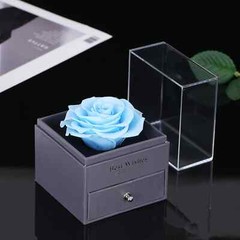 Exquisite eternal flower preserved in an acrylic jewelry box