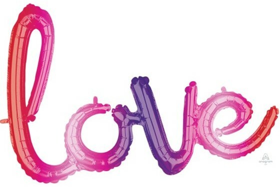 “Love” Script Metallic Foil Balloon 100cm/78cm/59cm – Love Wedding AIR FILL ONLY