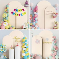 2PC Wedding Arch Cover 7.2FT & 6FT Spandex Fitted Wedding Arch Covers Beige
