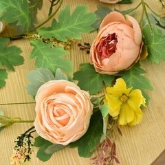 2 Pack of Rose Flower Vine, Floral Garland for Wedding Champagne & Yellow