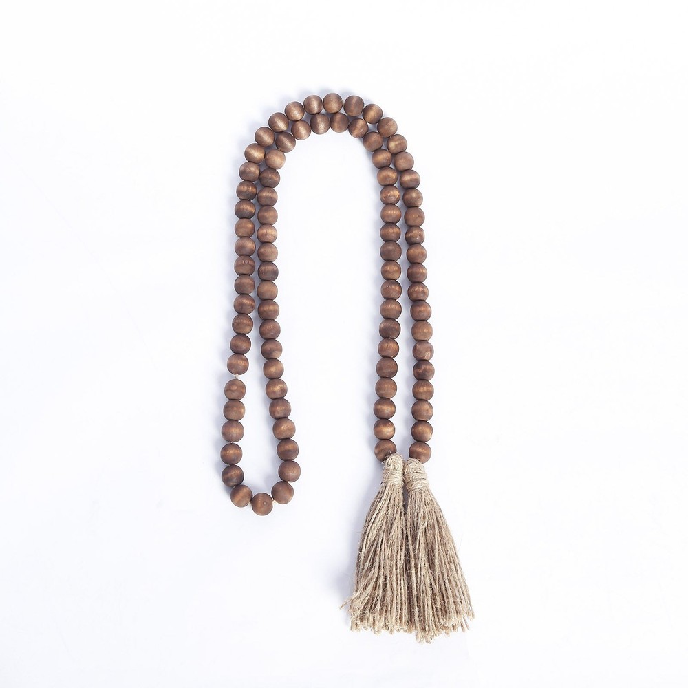 55″ Brown Wood Bead Chain Tassels Hanging Garland Party Events Home Decorations