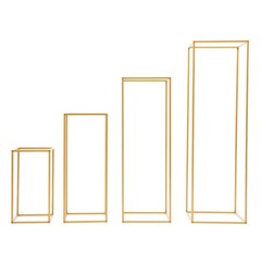 4 Piece Flower Stand Set Gold Metal Rectangular For Wedding Party Table Decor