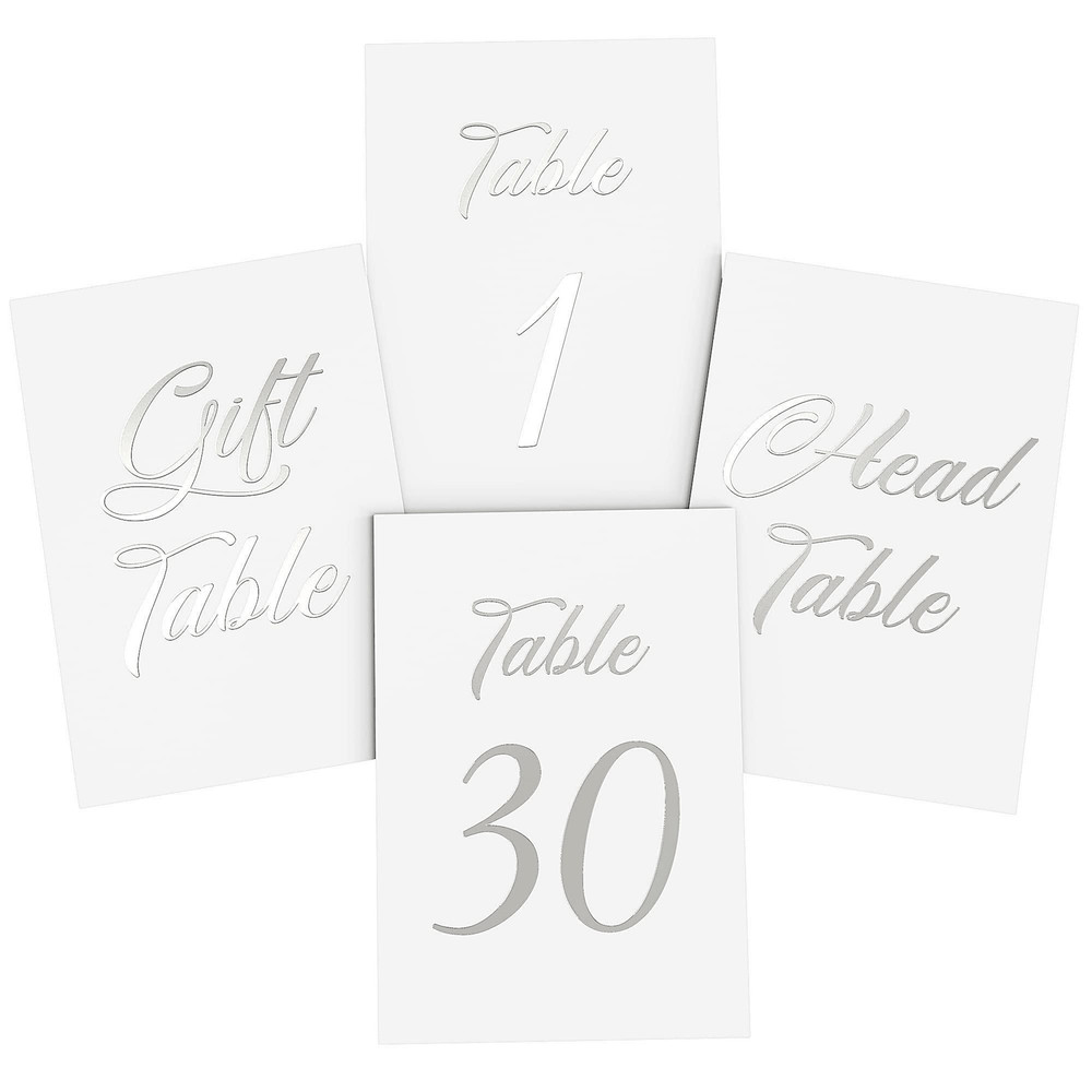 Silver Table Numbers 1 30 for Wedding Reception Silver Foil Table Number