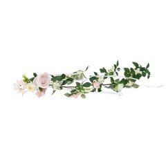 12 Pcs Artificial Wedding Chair Rose Flowers with Ribbons Pink White Green