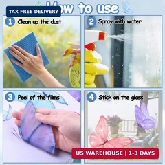 6 Sheets Spring Window Clings, Watercolor Butterfly Spring Decals, Remova