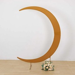 7.5 ft GOLD Fitted Spandex Half Crescent Moon Arch BACKDROP STAND Cover Wedding