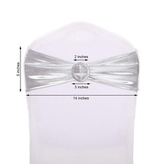 10 Silver Metallic Spandex Chair Sashes with Silver Buckles Wedding Light Gray