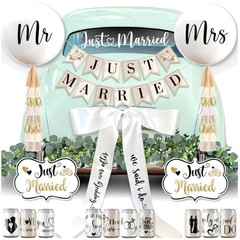 Just Married Banner, Magnets, Garland – 33 Pc