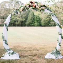 XXL Round Metal Wedding Arch Frame Garden Arbor Flowers Balloon Backdrop Stand