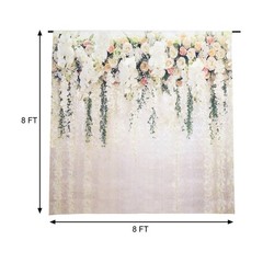 8 ft Printed Vinyl PHOTO BACKDROP White Roses Party BANNER Events Decorations