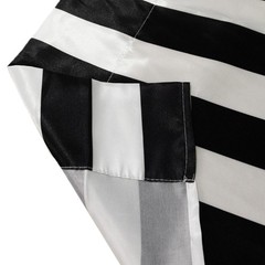 8 ft x 10 ft BLACK White Striped Satin Backdrop Curtain Panel Wedding Events