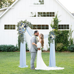 Blue Wedding Arch Flowers with Drapes – Set of 3 Decorative Arrangements