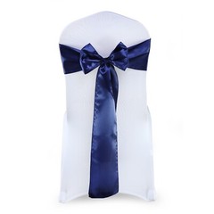 100 Navy Blue Satin Chair Sashes Silky Sateen Chair Bows wedding party décor