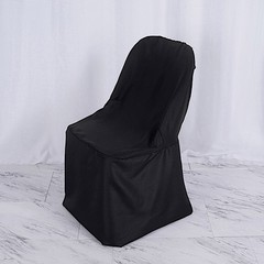 50 Black Polyester FOLDING Flat CHAIR COVERS Wedding Party Banquet Decorations