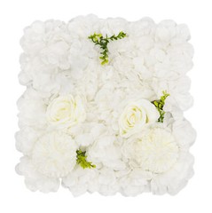 6pcs 15*15in White Artificial Flower Wall Panels Venue Background Floral Decor