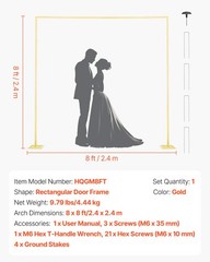 VEVOR Arch Backdrop Stand Square Metal Arch 8 ft x 8 ft for Wedding Party Decor