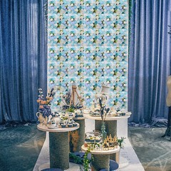 Silk Flowers Wall Panels for Wedding Backdrop 6 Packs Blue Artificial Floral