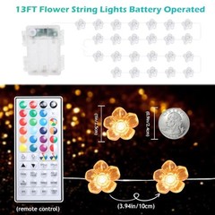 Cherry Blossom Lights, 13 FT 40 LEDs Multicolor Flower String Rgb Flower