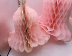 Lot of 5 Vintage Pink Honeycomb Bell Pink Paper Wedding Bells Decorations tissue
