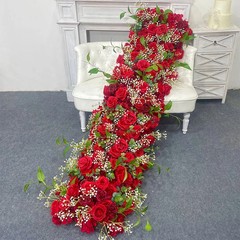 Satikf Artificial Rose Table Runner Flower Row Wedding Backdrop Arch Decor 🌹