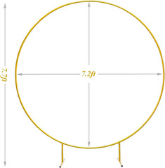 7.2Ft Gold Metal round Balloon Arch Kit, Backdrop Circle Stand Arch Frame for We