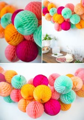 20Colors 4″ 8″ 12″ HoneyComb Tissue Paper Ball Lantern Pom Poms Wedding Birthday