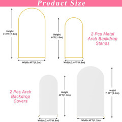 White Spandex Wedding Arch Cover Set of 2 for Parties and Events 7.2FT, 6FT