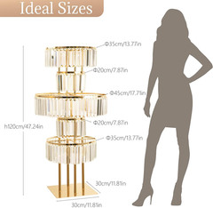 Wedding Gold Vases Centerpieces Crystal Flower Stand with Hanging Crystals, 5 Ti