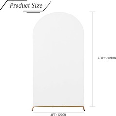 Elegant 7.2FT Dual-Sided Stretchy Wedding Arch Cover – White Backdrop for Events