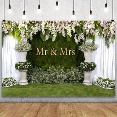 Customized 5x3ft Mr and Mrs Floral Background for Weddings & Celebrations