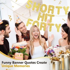 Pre-strung Shorty Hit Forty 40th Birthday Decorations Party Banner for Women,…