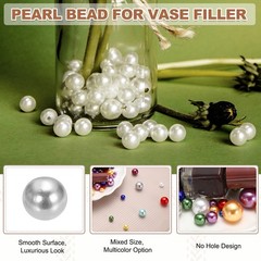 4/6/8/12/14mm Pearl Bead for Vase Filler, 600 Pcs Floating Beads, Light Gray