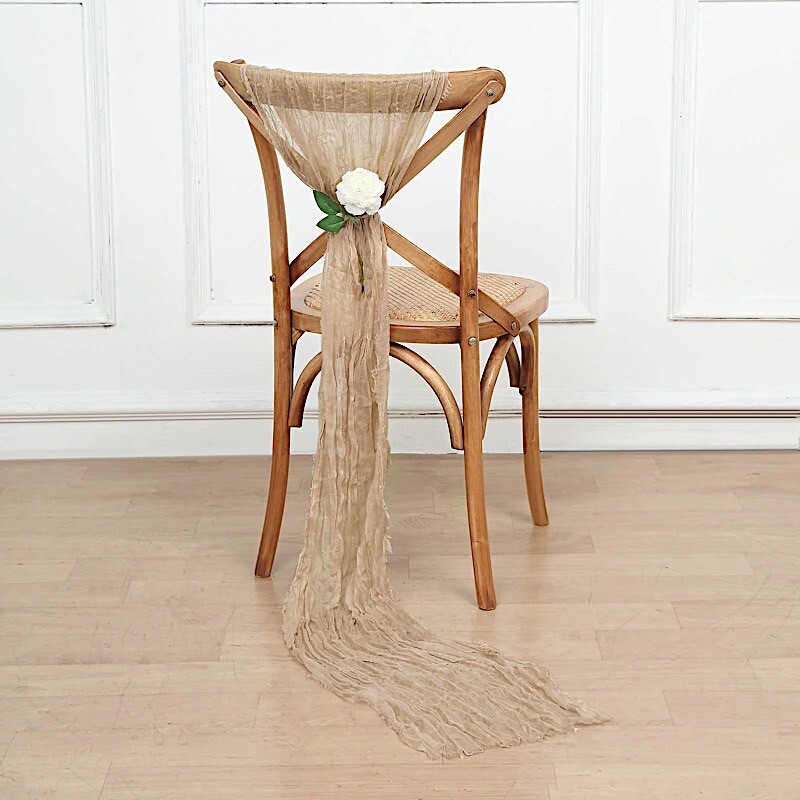 5 BEIGE Gauze Cheesecloth CHAIR SASHES Party Events Decorations Supplies